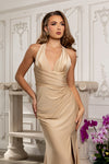 Load image into Gallery viewer, Wholesale Sleeveless Ruched Sheath Evening Gown with Train Satin Formal Dress by LA2219 - - Dresses LA Merchandise