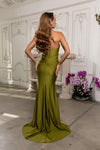 Load image into Gallery viewer, Wholesale Sleeveless Ruched Sheath Evening Gown with Train Satin Formal Dress by LA2219 - - Dresses LA Merchandise