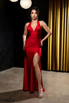 Load image into Gallery viewer, Wholesale Sleeveless Ruched Sheath Evening Gown with Train Satin Formal Dress by LA2219 - RED - Dresses LA Merchandise