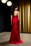 Load image into Gallery viewer, Wholesale Sleeveless Ruched Sheath Evening Gown with Train Satin Formal Dress by LA2219 - - Dresses LA Merchandise