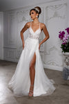 Load image into Gallery viewer, Wholesale Bridal Gown A-Line Wedding Dress with Lace Appliqué Deep V-Neck Dress by LA2220 - - Wedding Dress LA Merchandise
