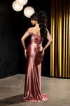 Load image into Gallery viewer, Wholesale Off-Shoulder Satin Ruched Evening Gown with Side Slit Formal Dress by LA2221 - - Dresses LA Merchandise
