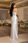 Load image into Gallery viewer, Wholesale Bridal Off Shoulder Sheath Wedding Gown High Slit Sweep Train Satin Dress by LA2221 - - Wedding Dresses LA Merchandise
