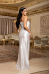 Load image into Gallery viewer, Wholesale Bridal Off Shoulder Sheath Wedding Gown High Slit Sweep Train Satin Dress by LA2221 - - Wedding Dresses LA Merchandise