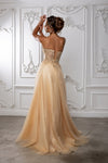 Load image into Gallery viewer, Wholesale Beaded Corset A-Line Prom Gown Sweetheart Glitter Tulle High Slit Lace-Up Back by LA2222 - - Long Prom Dress LA Merchandise