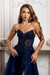 Load image into Gallery viewer, Wholesale Beaded Corset A-Line Prom Gown Sweetheart Glitter Tulle High Slit Lace-Up Back by LA2222 - - Long Prom Dress LA Merchandise