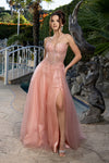 Load image into Gallery viewer, Wholesale Beaded Corset A-Line Prom Gown Sweetheart Glitter Tulle High Slit Lace-Up Back by LA2222 - - Long Prom Dress LA Merchandise