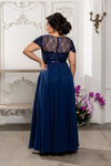 Load image into Gallery viewer, Wholesale Sequin Lace Illusion Bodice A-Line Evening Gown Cap Sleeve Dress by LA2223 - - Mother of the Bride Dress LA Merchandise