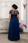 Load image into Gallery viewer, Wholesale Sequin Lace Illusion Bodice A-Line Evening Gown Cap Sleeve Dress by LA2223 - - Mother of the Bride Dress LA Merchandise