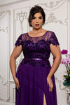 Load image into Gallery viewer, Wholesale Sequin Lace Illusion Bodice A-Line Evening Gown Cap Sleeve Dress by LA2223 - - Mother of the Bride Dress LA Merchandise