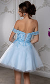 Load image into Gallery viewer, Wholesale Off Shoulder Beaded Lace Appliqué Cocktail Dress Glitter Tulle A-Line Dress by LA2224 - - Short Cocktail Dresses LA Merchandise