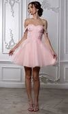 Load image into Gallery viewer, Wholesale Off Shoulder Beaded Lace Appliqué Cocktail Dress Glitter Tulle A-Line Dress by LA2224 - BLUSH - Short Cocktail Dresses LA Merchandise