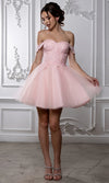 Load image into Gallery viewer, Wholesale Off Shoulder Beaded Lace Appliqué Cocktail Dress Glitter Tulle A-Line Dress by LA2224 - - Short Cocktail Dresses LA Merchandise