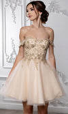 Load image into Gallery viewer, Wholesale Off Shoulder Beaded Lace Appliqué Cocktail Dress Glitter Tulle A-Line Dress by LA2224 - - Short Cocktail Dresses LA Merchandise