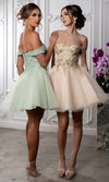Load image into Gallery viewer, Wholesale Off Shoulder Beaded Lace Appliqué Cocktail Dress Glitter Tulle A-Line Dress by LA2224 - - Short Cocktail Dresses LA Merchandise