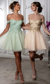 Load image into Gallery viewer, Wholesale Off Shoulder Beaded Lace Appliqué Cocktail Dress Glitter Tulle A-Line Dress by LA2224 - - Short Cocktail Dresses LA Merchandise