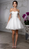 Load image into Gallery viewer, Wholesale Off Shoulder Beaded Lace Appliqué Cocktail Dress Glitter Tulle A-Line Dress by LA2224 - IVORY - Short Cocktail Dresses LA Merchandise