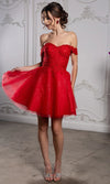 Load image into Gallery viewer, Wholesale Off Shoulder Beaded Lace Appliqué Cocktail Dress Glitter Tulle A-Line Dress by LA2224 - - Short Cocktail Dresses LA Merchandise