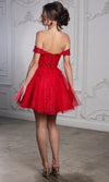 Load image into Gallery viewer, Wholesale Off Shoulder Beaded Lace Appliqué Cocktail Dress Glitter Tulle A-Line Dress by LA2224 - - Short Cocktail Dresses LA Merchandise