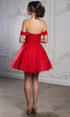 Load image into Gallery viewer, Wholesale Off Shoulder Beaded Lace Appliqué Cocktail Dress Glitter Tulle A-Line Dress by LA2224 - - Short Cocktail Dresses LA Merchandise