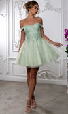 Load image into Gallery viewer, Wholesale Off Shoulder Beaded Lace Appliqué Cocktail Dress Glitter Tulle A-Line Dress by LA2224 - - Short Cocktail Dresses LA Merchandise