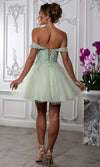 Load image into Gallery viewer, Wholesale Off Shoulder Beaded Lace Appliqué Cocktail Dress Glitter Tulle A-Line Dress by LA2224 - - Short Cocktail Dresses LA Merchandise