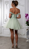 Load image into Gallery viewer, Wholesale Off Shoulder Beaded Lace Appliqué Cocktail Dress Glitter Tulle A-Line Dress by LA2224 - - Short Cocktail Dresses LA Merchandise