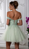 Load image into Gallery viewer, Wholesale Off Shoulder Beaded Lace Appliqué Cocktail Dress Glitter Tulle A-Line Dress by LA2224 - - Short Cocktail Dresses LA Merchandise