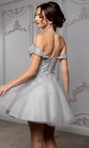 Load image into Gallery viewer, Wholesale Off Shoulder Beaded Lace Appliqué Cocktail Dress Glitter Tulle A-Line Dress by LA2224 - - Short Cocktail Dresses LA Merchandise