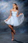 Load image into Gallery viewer, Wholesale Floral Appliqué Sweetheart Cocktail A-Line Dress Wide Strap Glitter Tulle by LA2225 - - Short Cocktail Dresses LA Merchandise