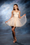 Load image into Gallery viewer, Wholesale Floral Appliqué Sweetheart Cocktail A-Line Dress Wide Strap Glitter Tulle by LA2225 - - Short Cocktail Dresses LA Merchandise