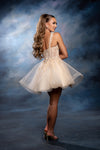 Load image into Gallery viewer, Wholesale Floral Appliqué Sweetheart Cocktail A-Line Dress Wide Strap Glitter Tulle by LA2225 - - Short Cocktail Dresses LA Merchandise