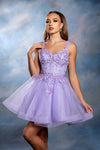 Load image into Gallery viewer, Wholesale Floral Appliqué Sweetheart Cocktail A-Line Dress Wide Strap Glitter Tulle by LA2225 - - Short Cocktail Dresses LA Merchandise