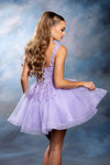 Load image into Gallery viewer, Wholesale Floral Appliqué Sweetheart Cocktail A-Line Dress Wide Strap Glitter Tulle by LA2225 - - Short Cocktail Dresses LA Merchandise