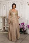 Load image into Gallery viewer, LA2226 Wholesale Metallic Evening Gown Sequin Illusion Lace-Up Back Mother of the Bride Dress
