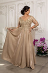 Load image into Gallery viewer, LA2226 Wholesale Metallic Evening Gown Sequin Illusion Lace-Up Back Mother of the Bride Dress