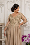 Load image into Gallery viewer, LA2226 Wholesale Metallic Evening Gown Sequin Illusion Lace-Up Back Mother of the Bride Dress