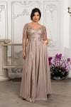 Load image into Gallery viewer, LA2226 Wholesale Metallic Evening Gown Sequin Illusion Lace-Up Back Mother of the Bride Dress