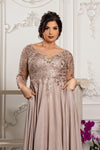 Load image into Gallery viewer, LA2226 Wholesale Metallic Evening Gown Sequin Illusion Lace-Up Back Mother of the Bride Dress
