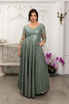 Load image into Gallery viewer, LA2226 Wholesale Metallic Evening Gown Sequin Illusion Lace-Up Back Mother of the Bride Dress