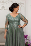 Load image into Gallery viewer, LA2226 Wholesale Metallic Evening Gown Sequin Illusion Lace-Up Back Mother of the Bride Dress