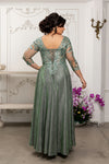 Load image into Gallery viewer, LA2226 Wholesale Metallic Evening Gown Sequin Illusion Lace-Up Back Mother of the Bride Dress