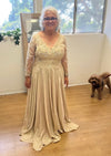 Load image into Gallery viewer, LA2226 Wholesale Metallic Evening Gown Sequin Illusion Lace-Up Back Mother of the Bride Dress