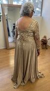 Load image into Gallery viewer, LA2226 Wholesale Metallic Evening Gown Sequin Illusion Lace-Up Back Mother of the Bride Dress
