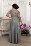 Load image into Gallery viewer, Wholesale 3/4 Illusion Sleeve Beaded Lace Appliqué A-Line Mother of the Bride Gown by LA2227