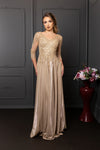 Load image into Gallery viewer, Wholesale 3/4 Illusion Sleeve Beaded Lace Appliqué A-Line Mother of the Bride Gown by LA2227