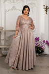 Load image into Gallery viewer, Wholesale 3/4 Illusion Sleeve Beaded Lace Appliqué A-Line Mother of the Bride Gown by LA2227
