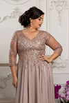 Load image into Gallery viewer, Wholesale 3/4 Illusion Sleeve Beaded Lace Appliqué A-Line Mother of the Bride Gown by LA2227