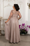 Load image into Gallery viewer, Wholesale 3/4 Illusion Sleeve Beaded Lace Appliqué A-Line Mother of the Bride Gown by LA2227