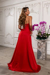 Load image into Gallery viewer, Wholesale Strapless Satin Formal Gown with High Slit &amp; Ruffle Skirt Prom Dress by LA2228 - - Dresses LA Merchandise